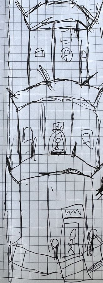 Tsui Sing Lau Pagoda drawn by hand