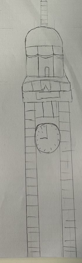 Former KCR Clock Tower drawn by hand